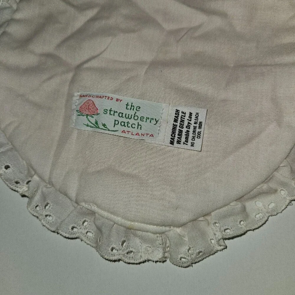Orange Peach White Gingham Plaid Burp Cloth Lace Trim Strawberry Patch Atlanta